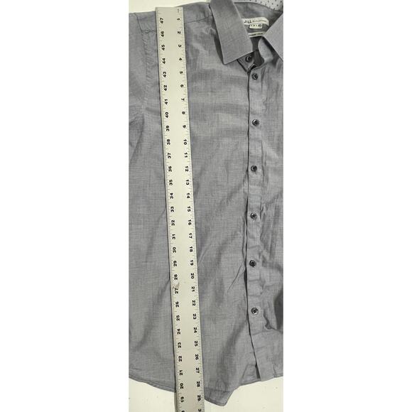 Jill Stuart Button Up Shirt Men XL Blue Short Sleeves Slim Minimalist Preppy - Picture 5 of 6